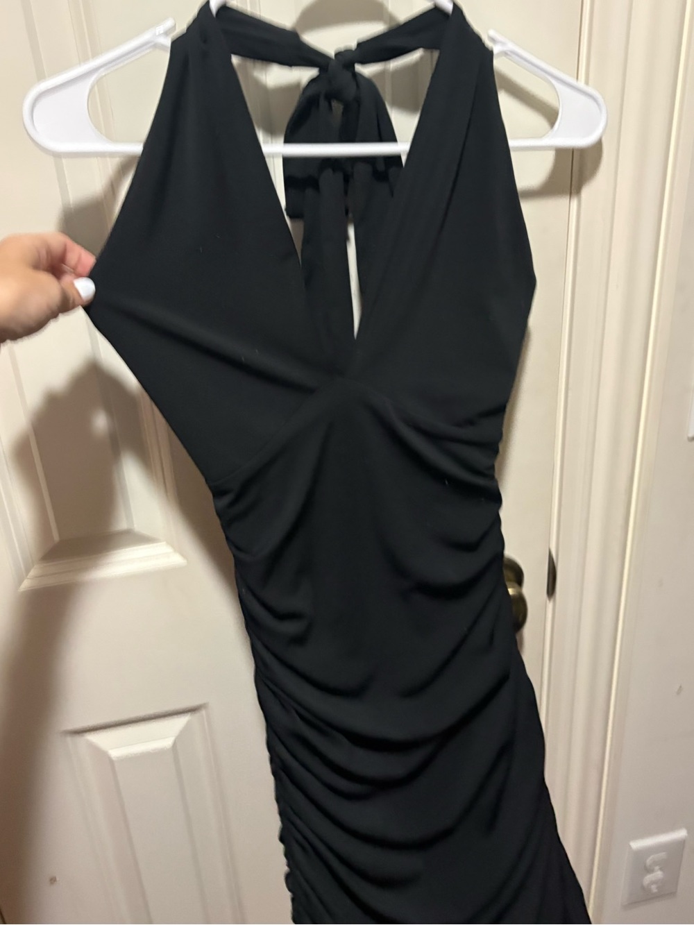 Abercrombie & Fitch Black Halter Ruched Backless Dress